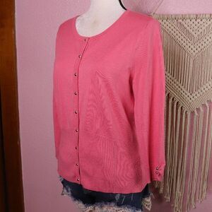 WHBM |‎ Pink Button Up Cardigan Sweater Large